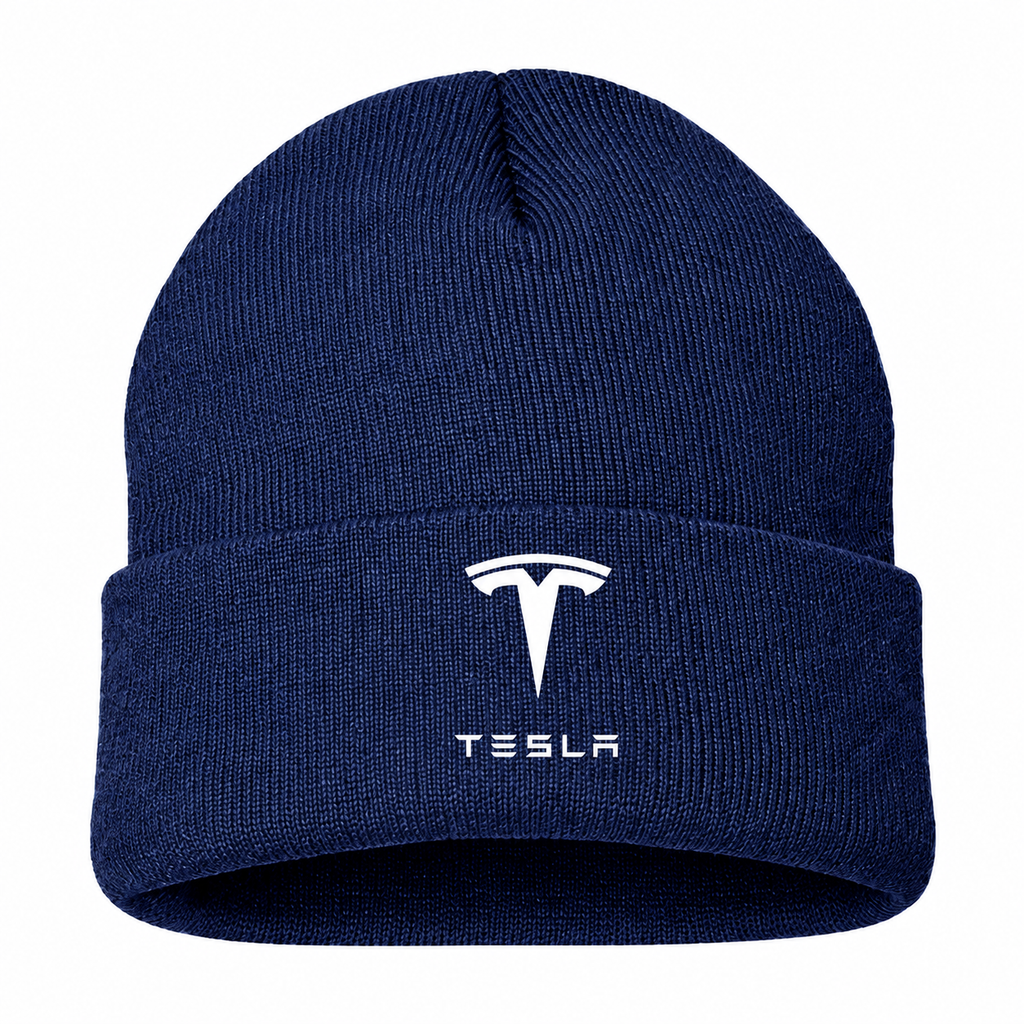 Men's Tesla Beanie Hat — Navy — clean front main