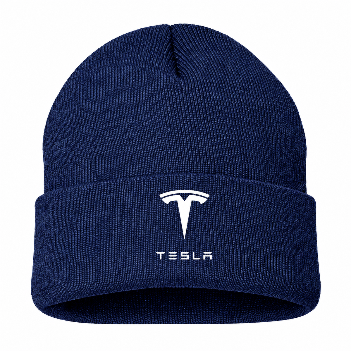Men's Tesla Beanie Hat — Navy — clean front main