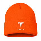 Men's Tesla Beanie Hat — Orange — clean front main