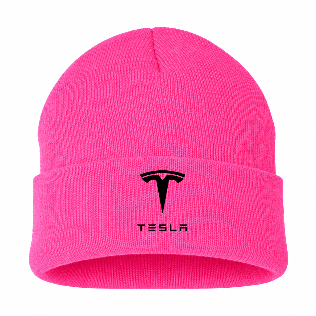 Men's Tesla Beanie Hat — Pink — clean front main