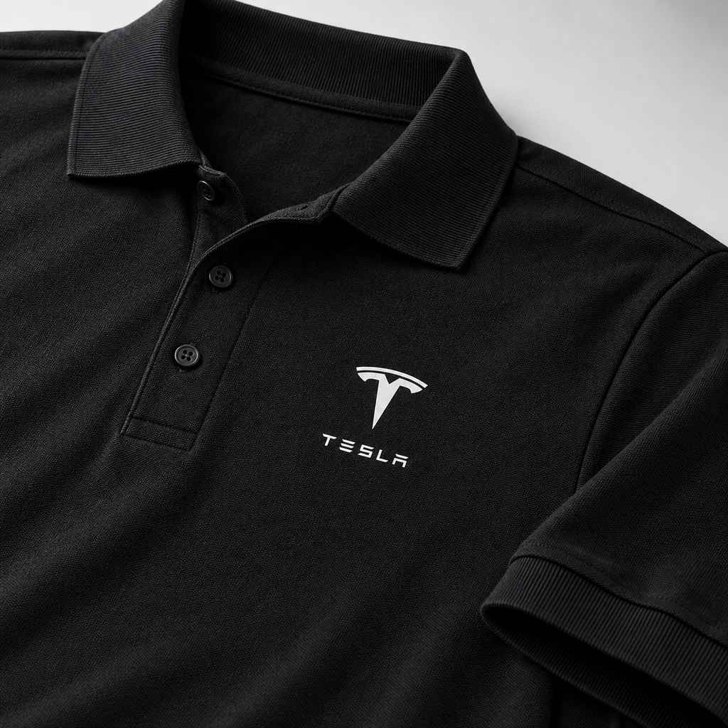 Men’s Tesla Motorsports Car Dry Blend Polo | Color: Black | Image 5