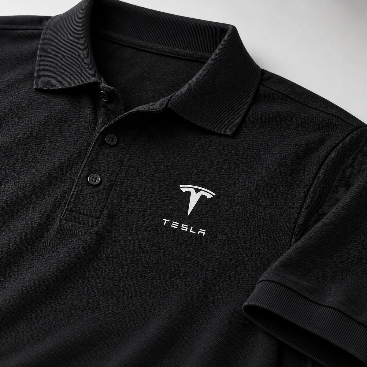 Men’s Tesla Motorsports Car Dry Blend Polo | Color: Black | Image 5