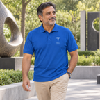 Men’s Tesla Motorsports Car Dry Blend Polo | Color: Blue | Image 4