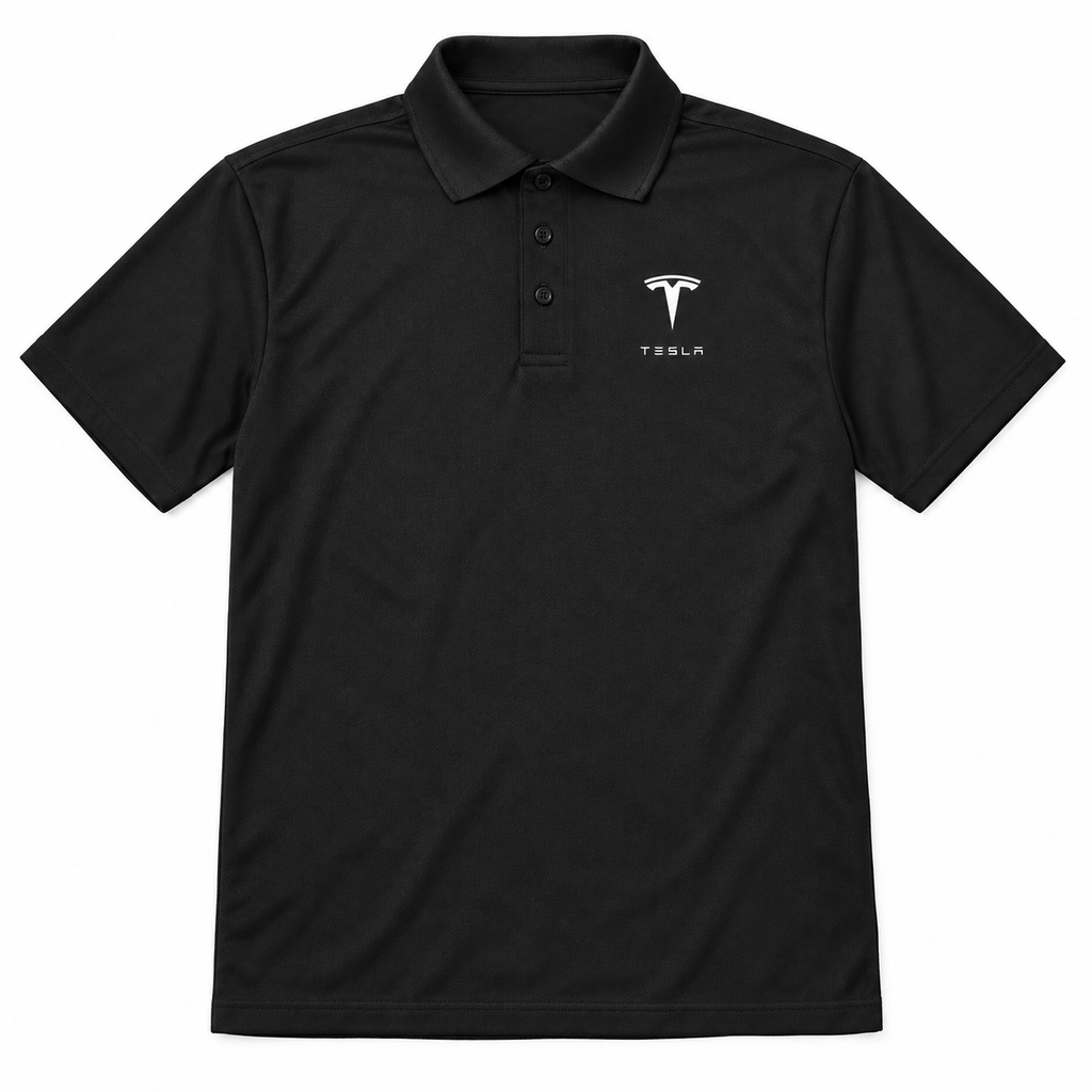 Tesla polyester polo | Color: Black | Image 2