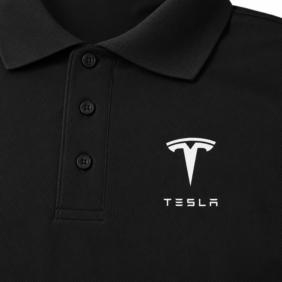 Tesla polyester polo | Color: Black | Image 3