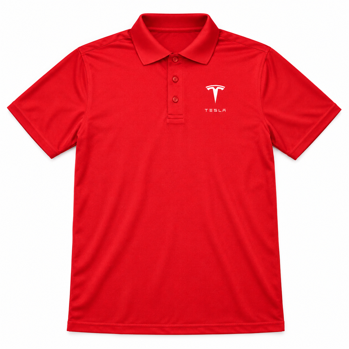 Tesla polyester polo | Color: Red | Image 2