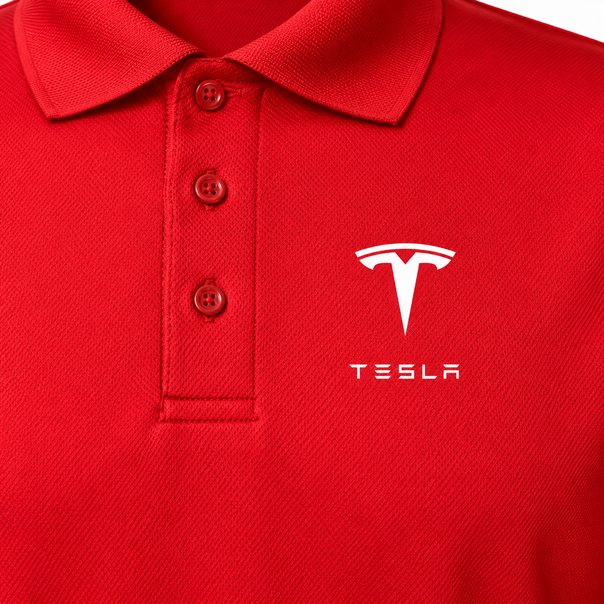 Tesla polyester polo | Color: Red | Image 3