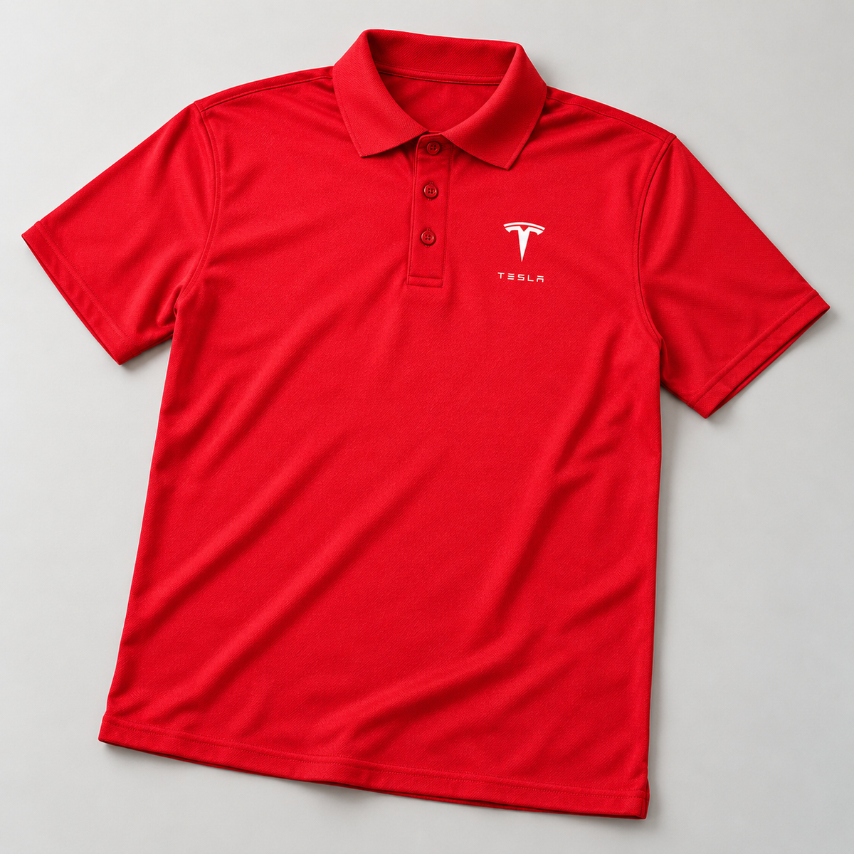 Tesla polyester polo | Color: Red | Image 5