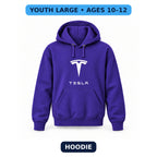 Tesla - Youth Large Hoodie (Ages 10–12) | Color: Purple