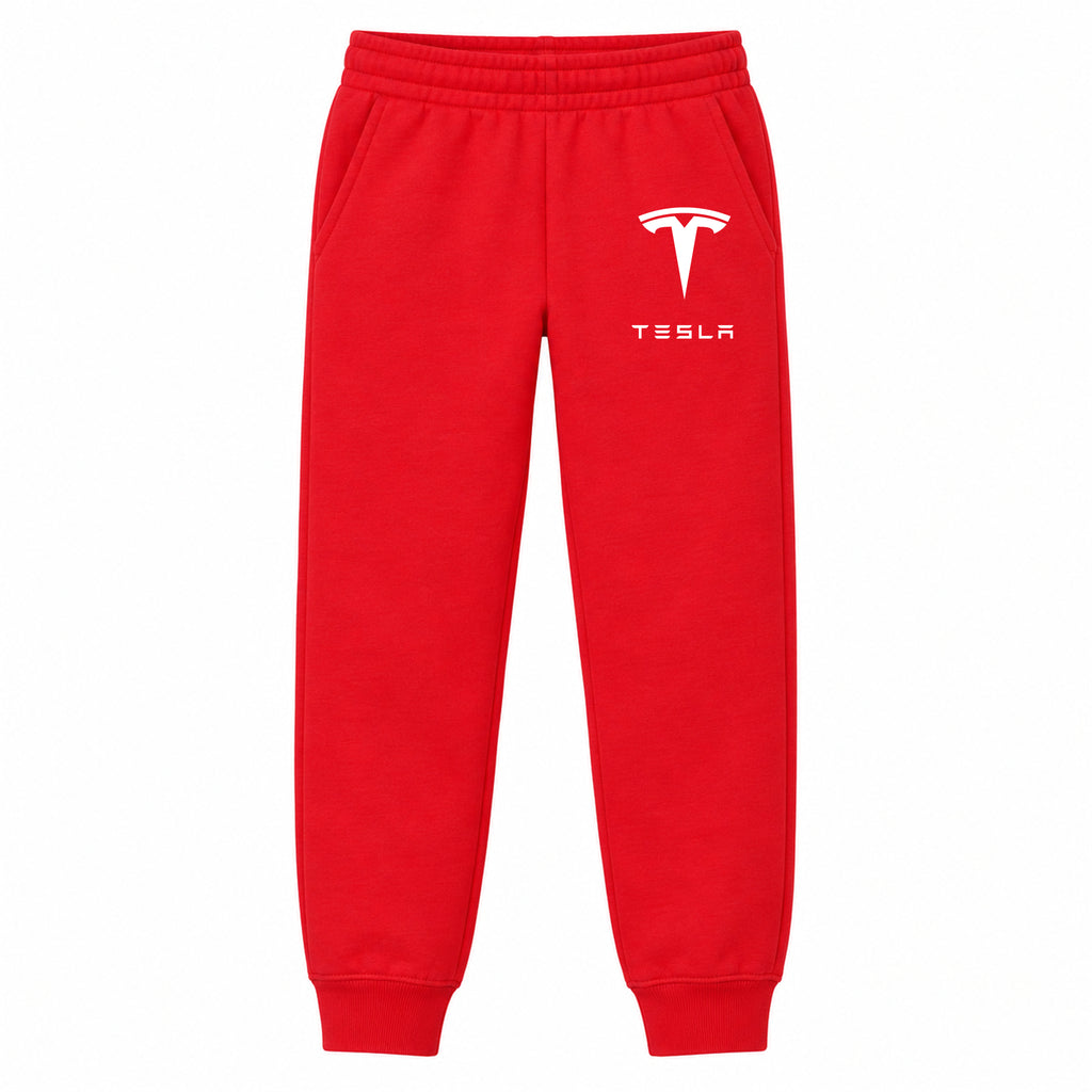Tesla youth jogger sweatpants in Red, Youth Large ages 10–12