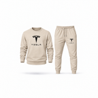 Men's Tesla Sweatshirt Joggers Set | Color: Tan | Main
