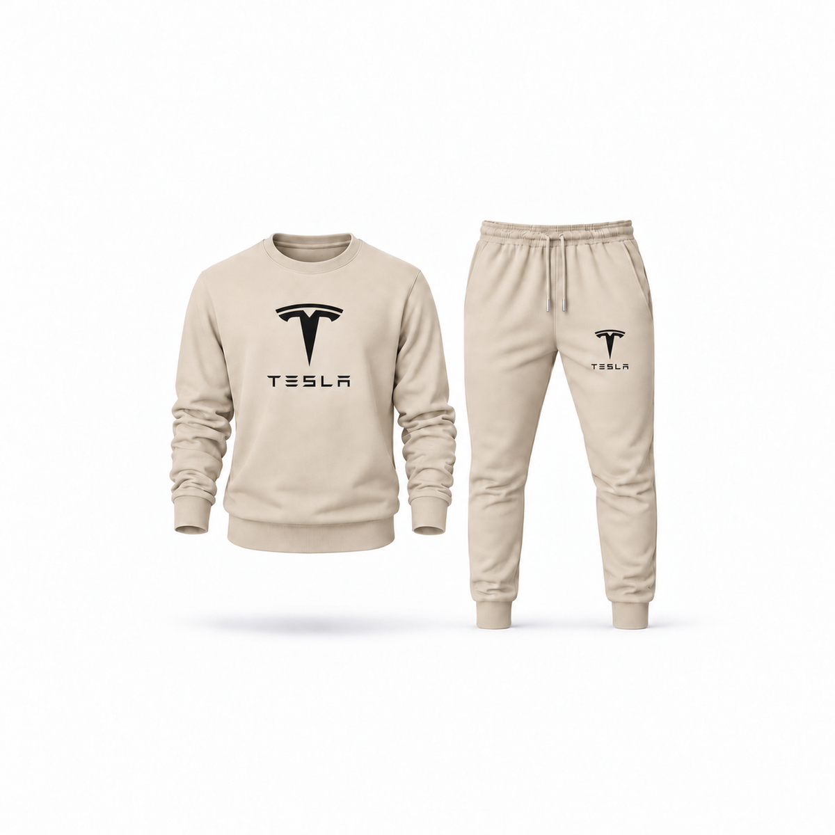 Men's Tesla Sweatshirt Joggers Set | Color: Tan | Main