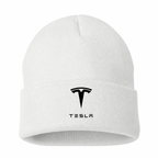 Men's Tesla Beanie Hat — White — clean front main