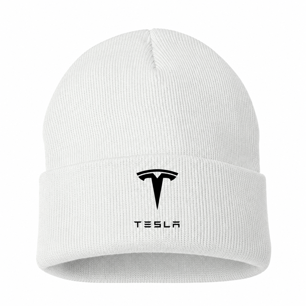 Men's Tesla Beanie Hat — White — clean front main