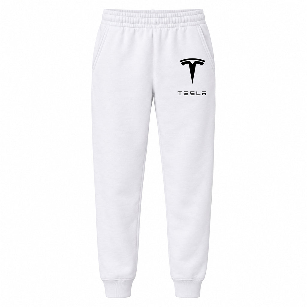 Tesla youth jogger sweatpants in White, Youth Large ages 10–12