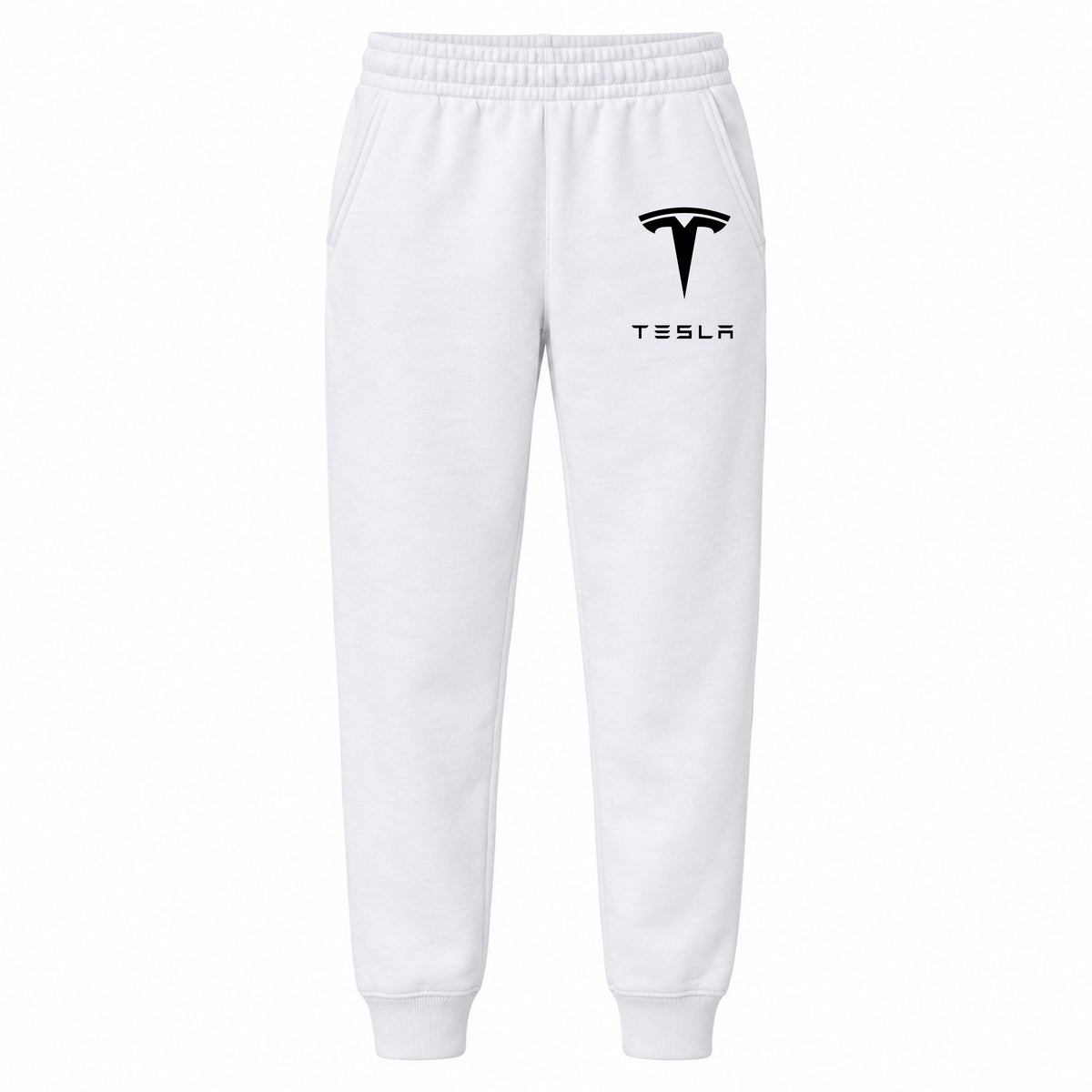 Tesla youth jogger sweatpants in White, Youth Large ages 10–12