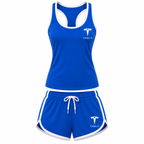 Women's Tesla tanktop and shorts set Blue front