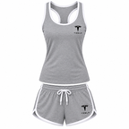 Women's Tesla tanktop and shorts set Grey front
