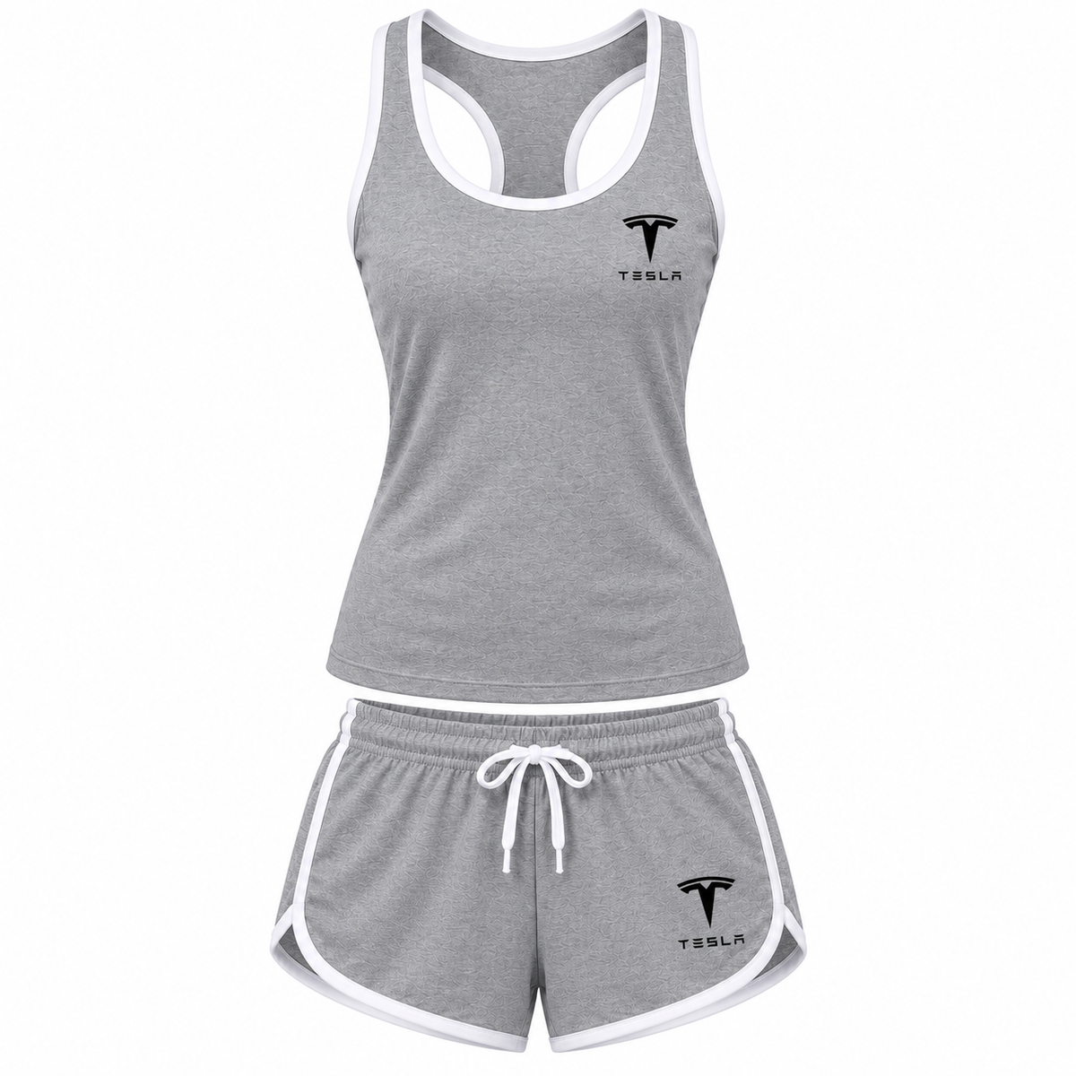 Women's Tesla tanktop and shorts set Grey front