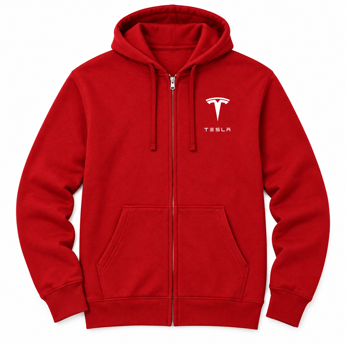Tesla zipper hoodie | Color: Red | Image 2