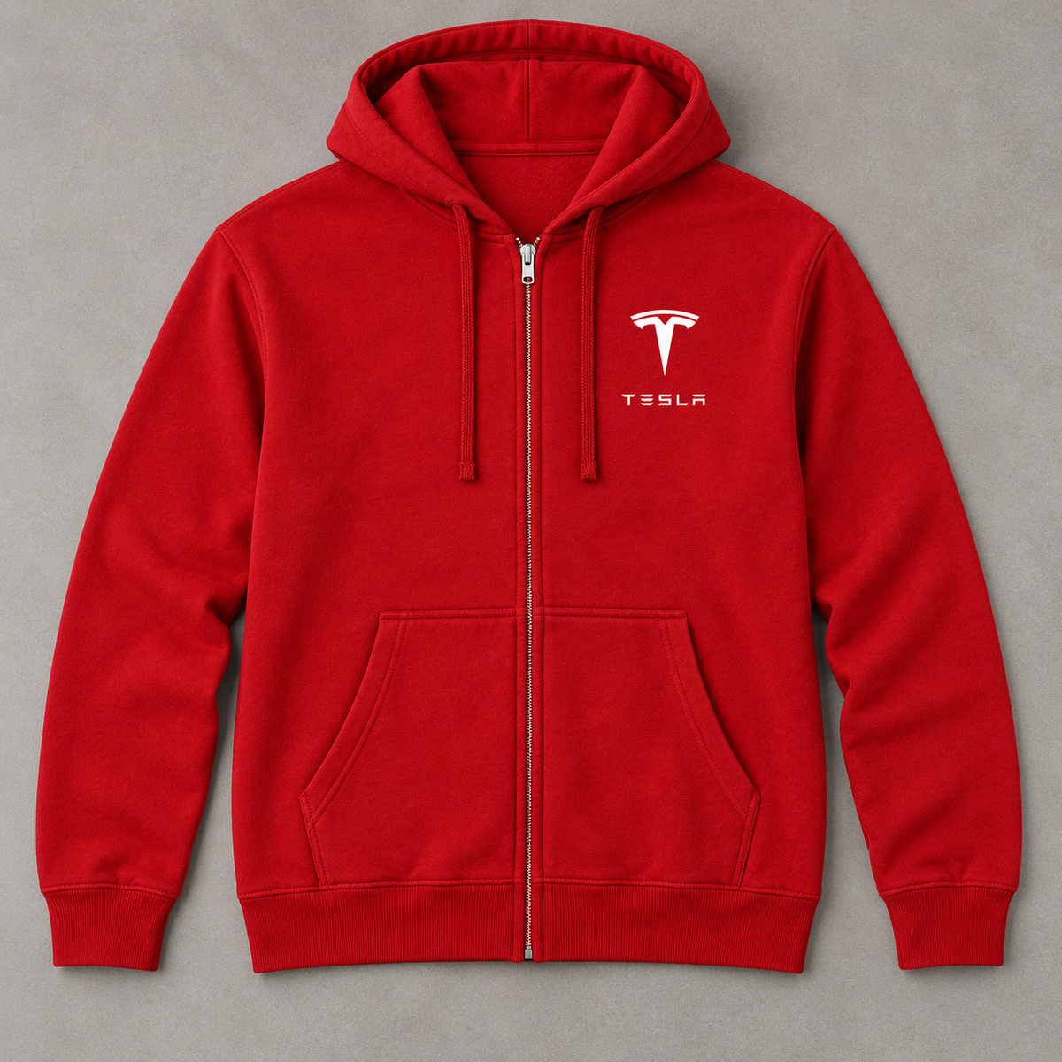 Tesla zipper hoodie | Color: Red | Image 5