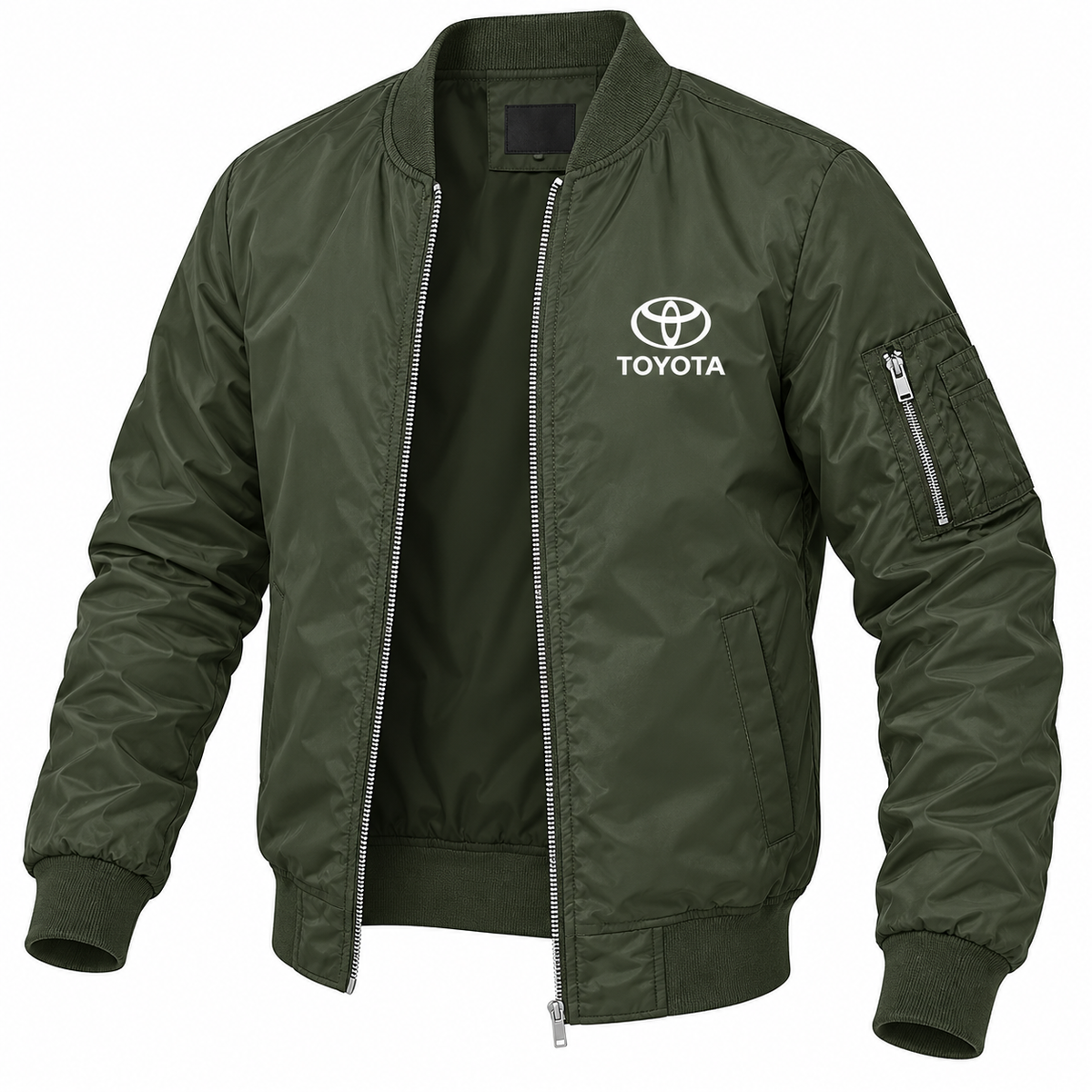 Toyota army green bomber jacket angled product view | color: army green |