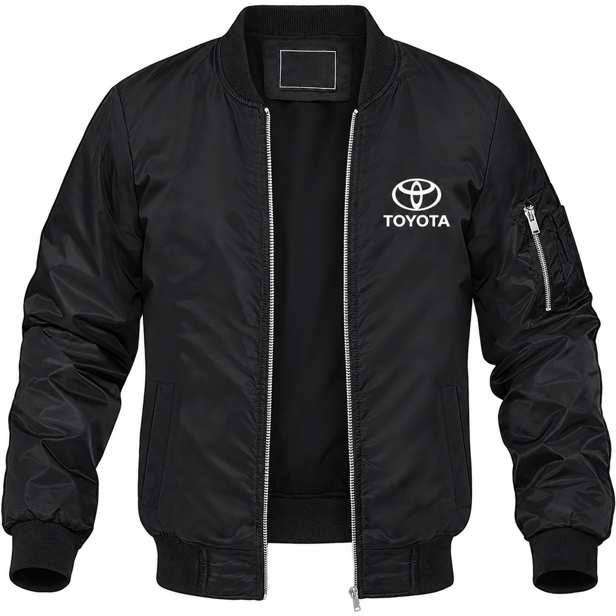 Toyota black bomber jacket front product photo | color: black |