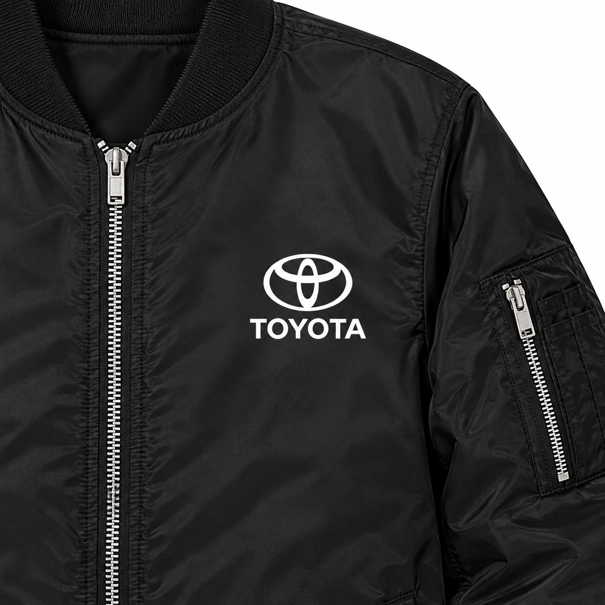 Toyota black bomber jacket chest print detail | color: black |