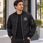 Toyota black bomber jacket model lifestyle view | color: black |