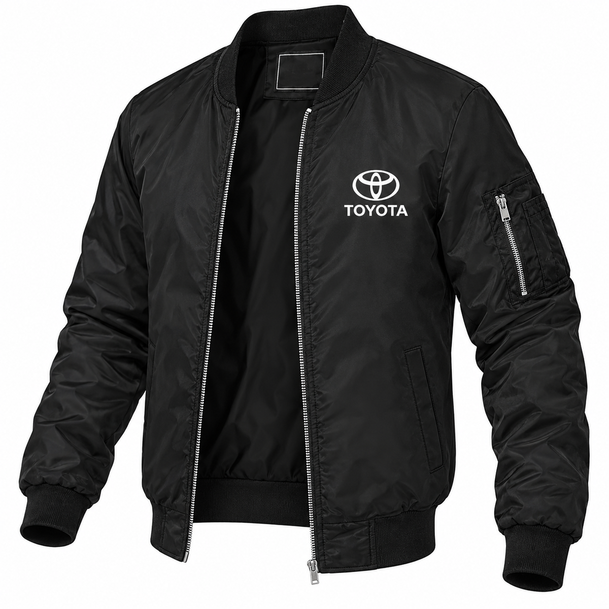 Toyota black bomber jacket angled product view | color: black |