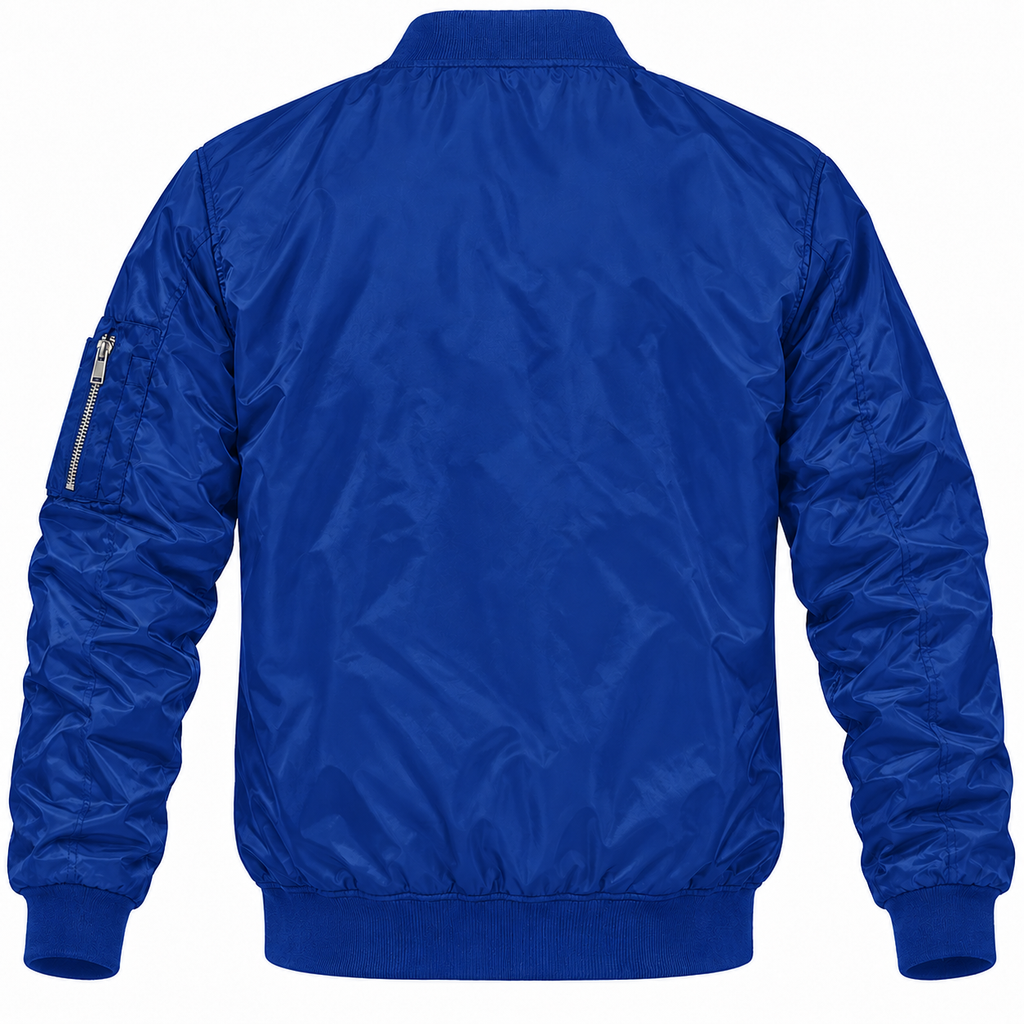 Toyota blue bomber jacket back product view | color: blue |