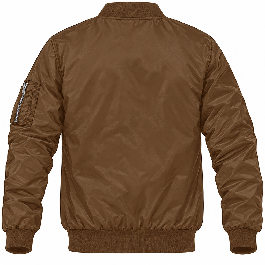 Toyota brown bomber jacket back product view | color: brown |