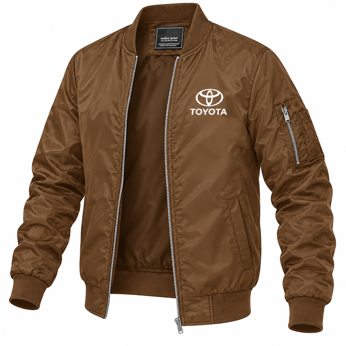 Toyota brown bomber jacket angled product view | color: brown |
