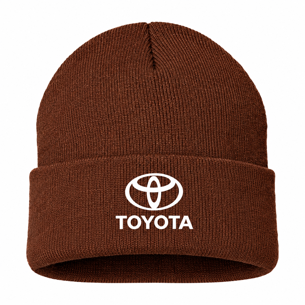 Men's Toyota Beanie Hat — Brown — clean front main