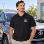 Men’s Toyota Motorsport Car Dry Blend Polo | Color: Black | Image 3 | Outdoor Lifestyle
