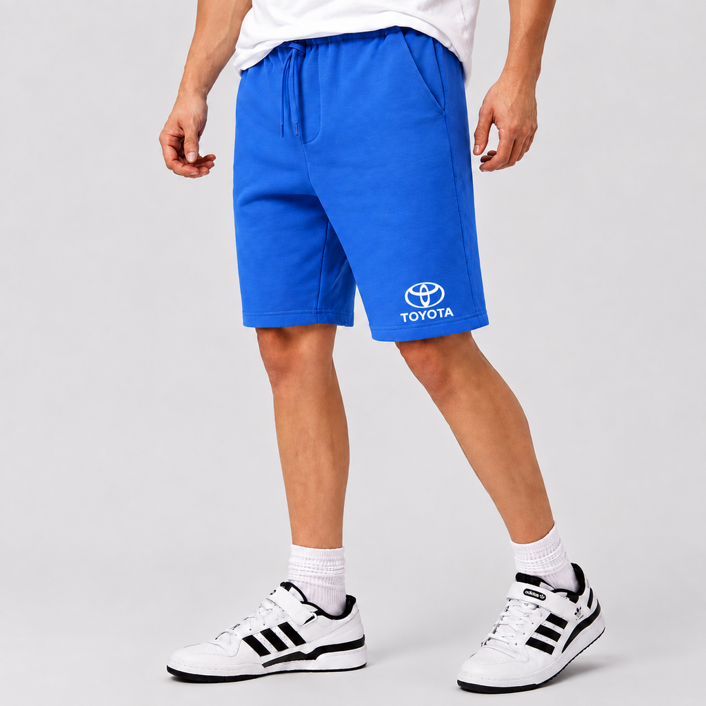 Toyota fleece shorts Azure front logo near left hem