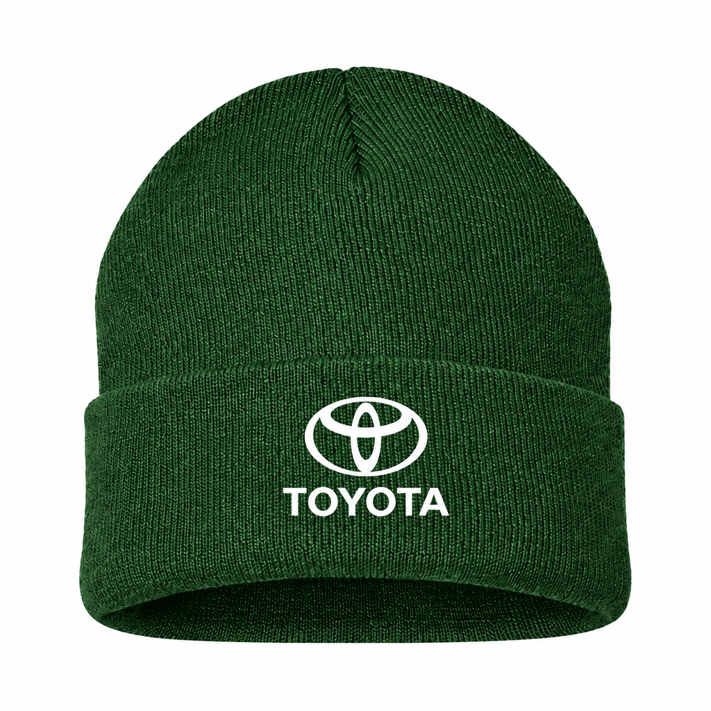 Men's Toyota Beanie Hat — Forest Green — clean front main