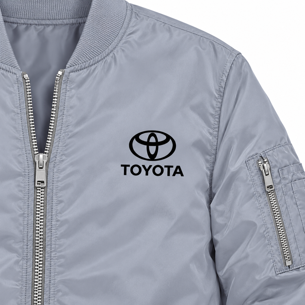 Toyota grey bomber jacket chest print detail | color: grey |