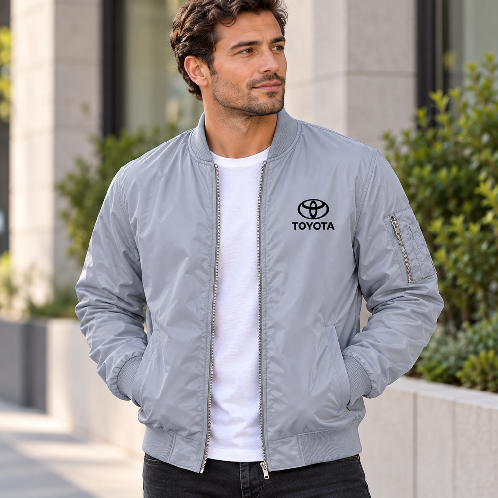 Toyota grey bomber jacket model lifestyle view | color: grey |