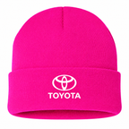 Men's Toyota Beanie Hat — Hot Pink — clean front main