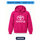 Toyota - Youth Large Hoodie (Ages 10–12) | Color: Hot Pink