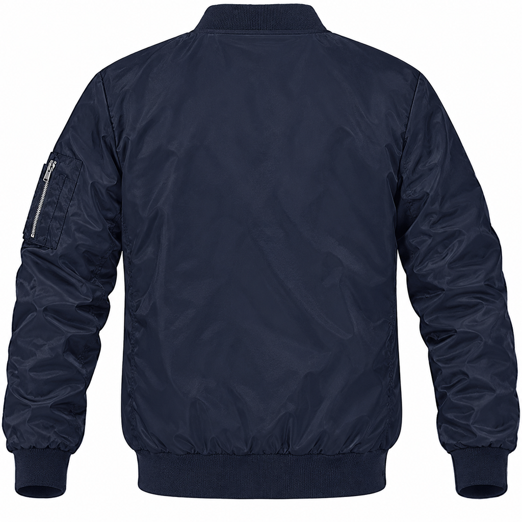 Toyota navy bomber jacket back product view | color: navy |