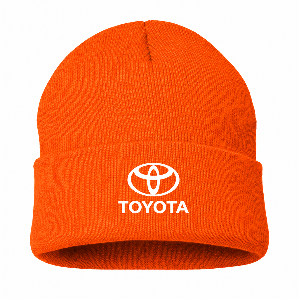 Men's Toyota Beanie Hat — Orange — clean front main
