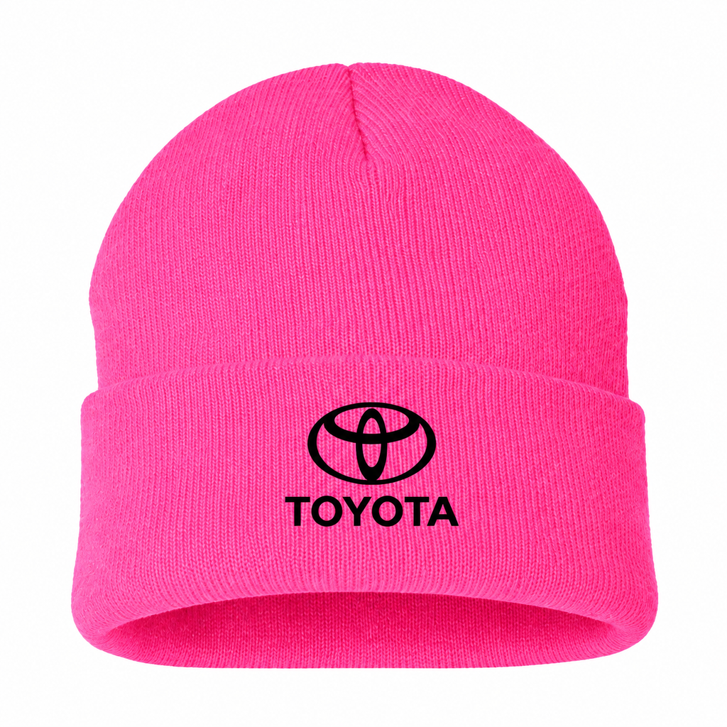 Men's Toyota Beanie Hat — Pink — clean front main