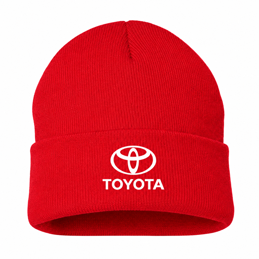 Men's Toyota Beanie Hat — Red — clean front main