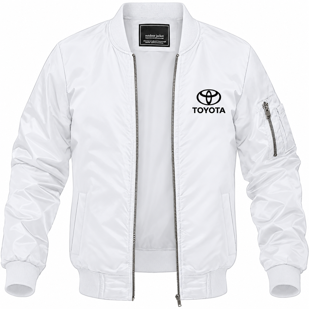 Toyota white bomber jacket front product photo | color: white |
