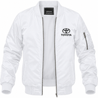 Toyota white bomber jacket front product photo | color: white |
