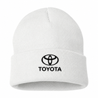 Men's Toyota Beanie Hat — White — clean front main
