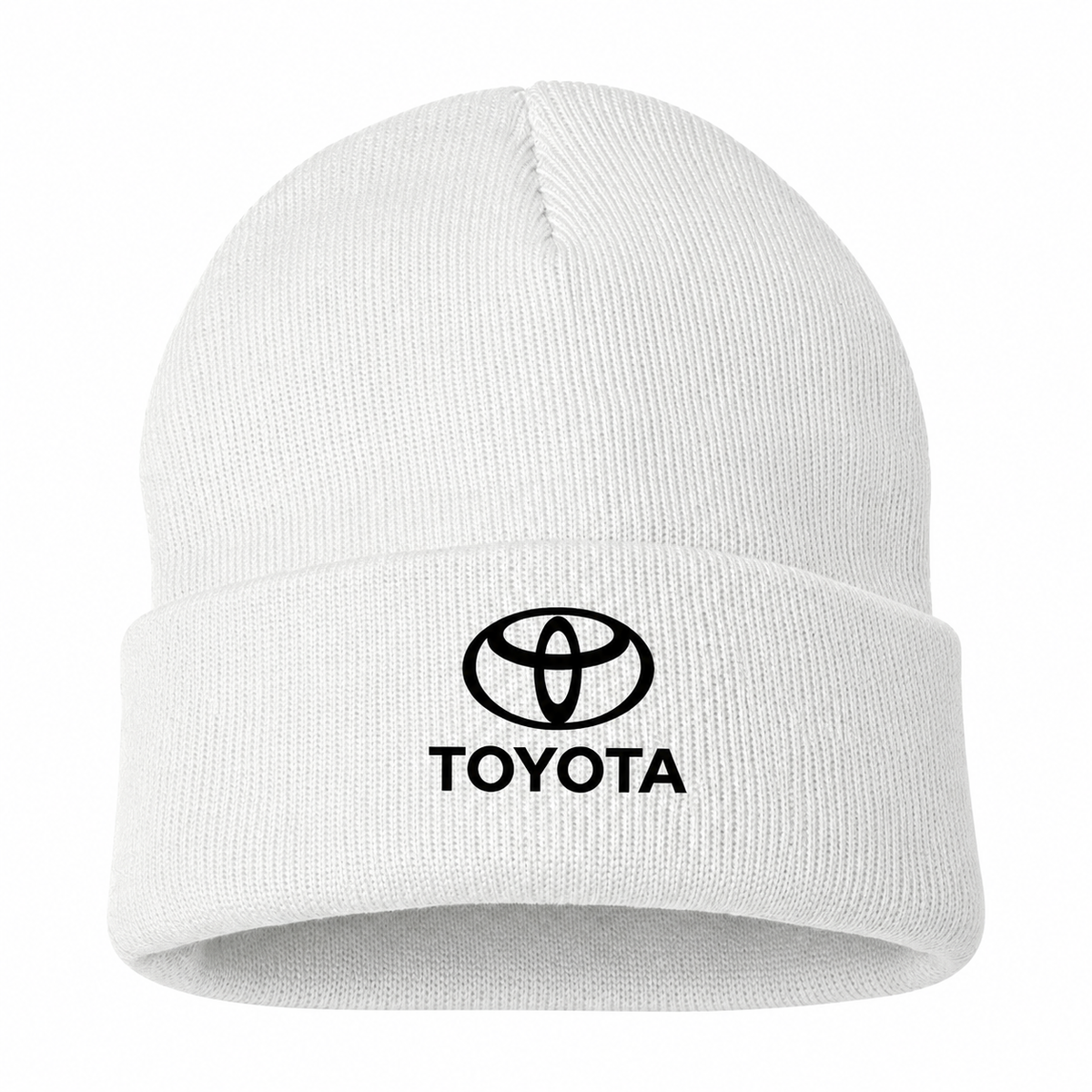 Men's Toyota Beanie Hat — White — clean front main