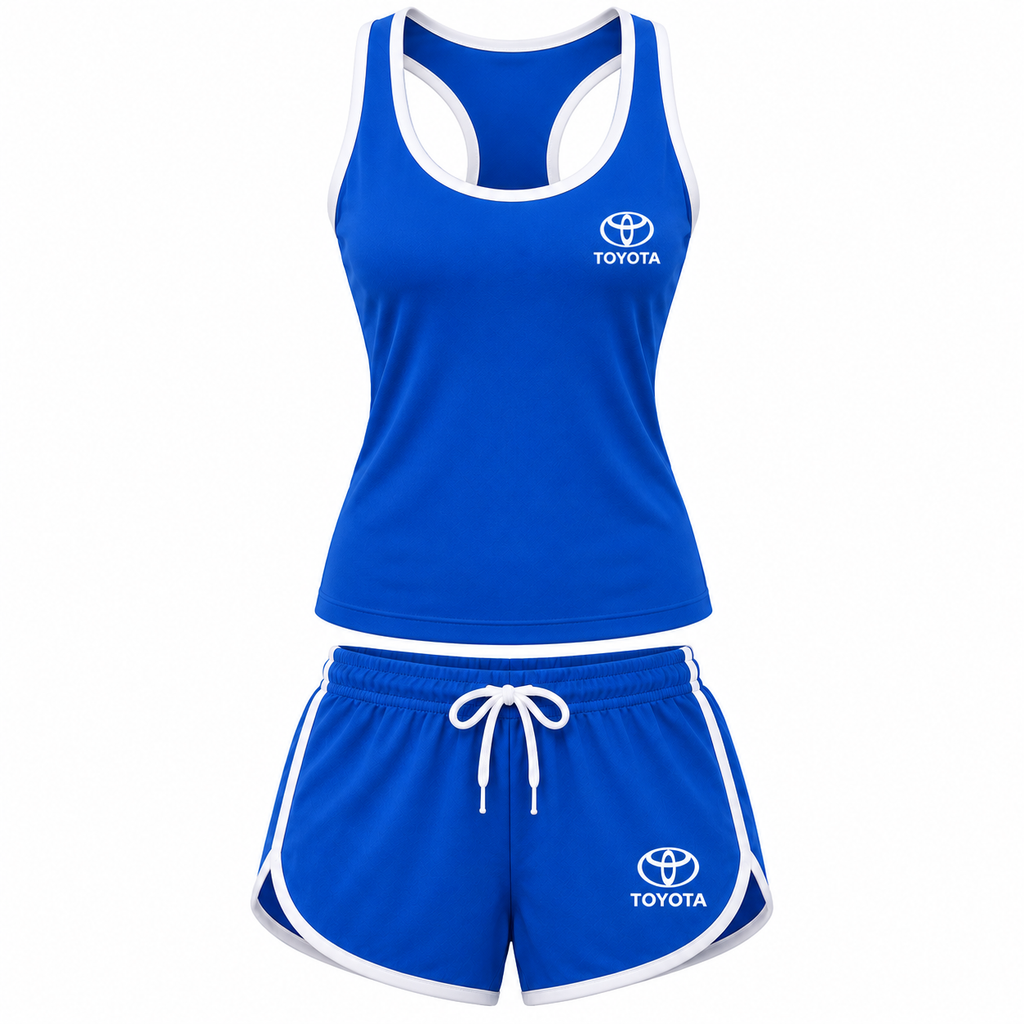 Women's Toyota tanktop and shorts set Blue front